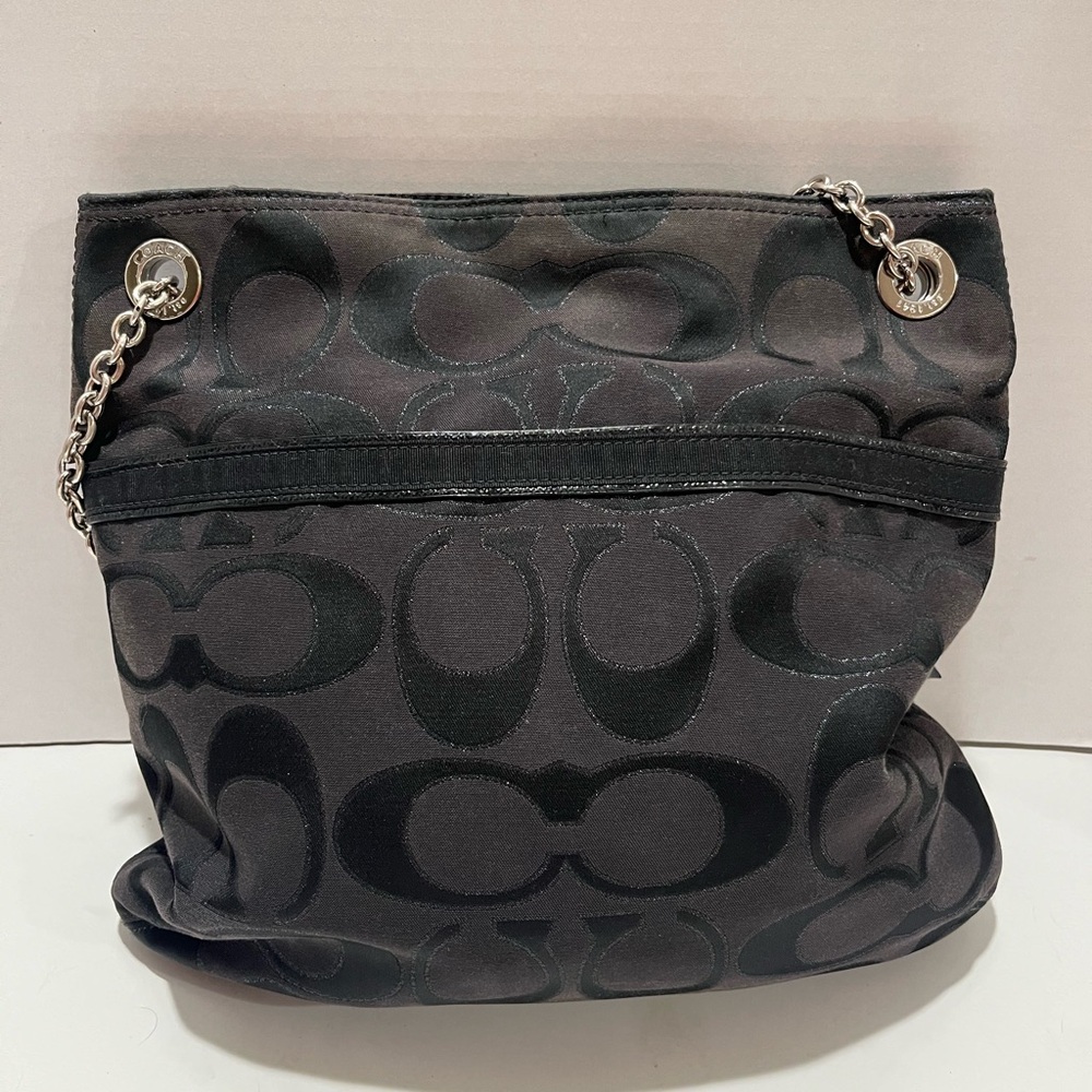 Coach Poppy Signature Logo Canvas Shoulder Bag - Picture 5 of 16